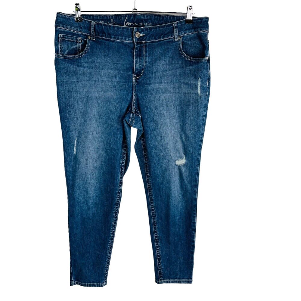 Lane Bryant Womans Sz 18 Average Plus Skinny Jeans Stretch Blue Denim Genius Fit
